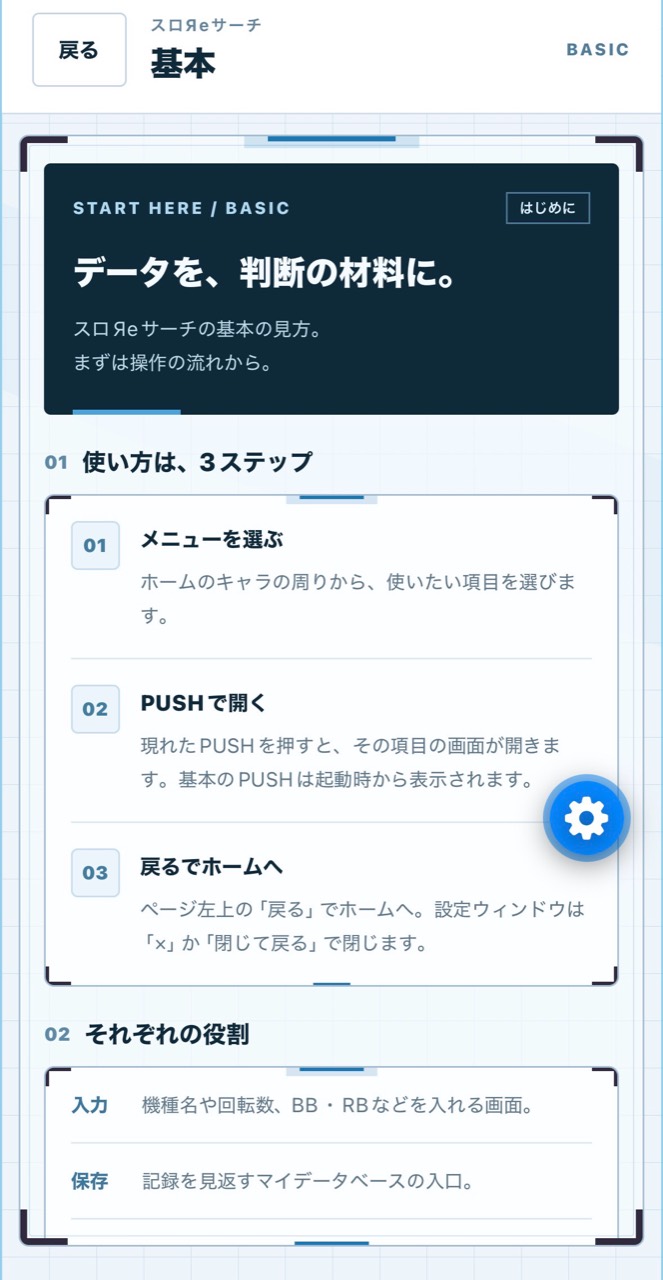 スロЯeサーチ 基本の操作手順画面